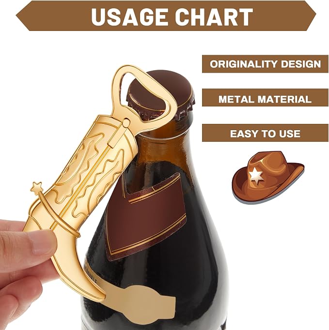 Hortsun 36 Sets Cowboy Boot Bottle Openers Baby Shower Bottle Opener Favors - Image 4