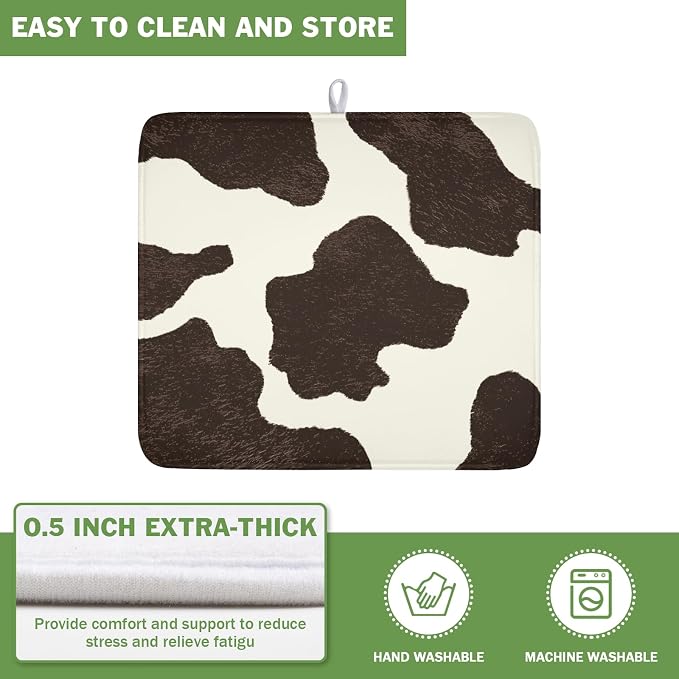 Milk Cow Drying Mat 18x16 Inch, Cattle Fur Farmhouse Dish Drainer Mats Summer - Image 5