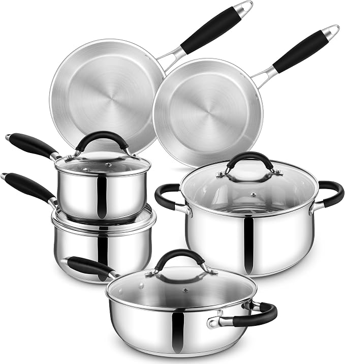E-far 10-Piece Stainless Steel Cookware Set by E-far