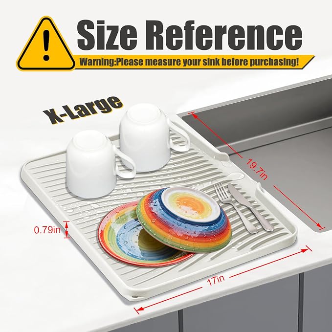 TIKNIK Silicone Dish Drying Mat, Stone Drying Mat - Image 2