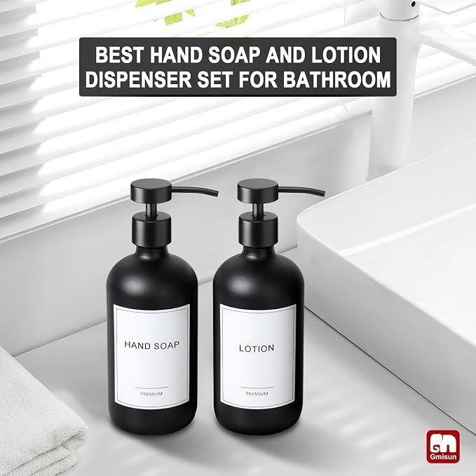 GMISUN Black Soap Dispenser, 2 Pack Matte Black Hand Soap Dispensers - Image 5