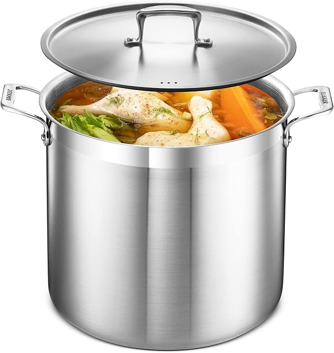 Stainless Steel Stockpot with Lid 20 Quart, Durable 18/8 Stainless Steel by Unknown