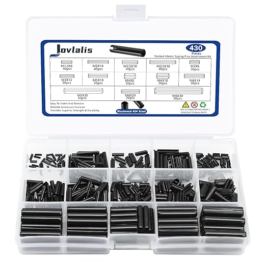 430 Pcs Roll Pin Set, Slotted Metric Spring Pins, Steel Split Expansion Pin by Jovlalis