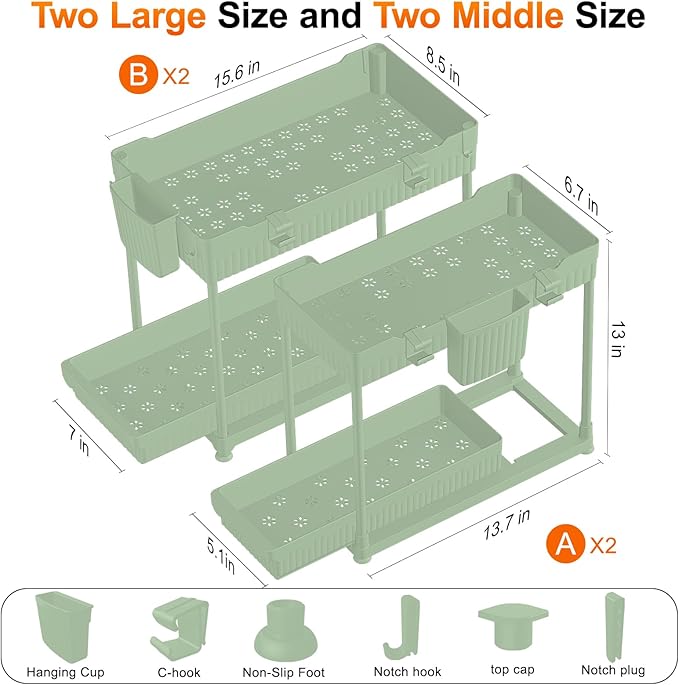 Sevenblue Under Sink Organizer, Bathroom Organizers and Storage, 2 Tier - Image 6