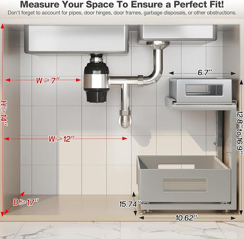 1 Pack 15.74IN-Depth Under Sink Organizer - Image 2