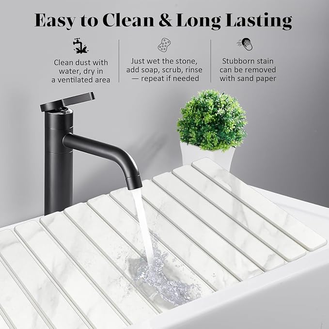 Large Stone Dish Drying Mats for Kitchen Counter, Fast Drying Collapsible Dish - Image 5