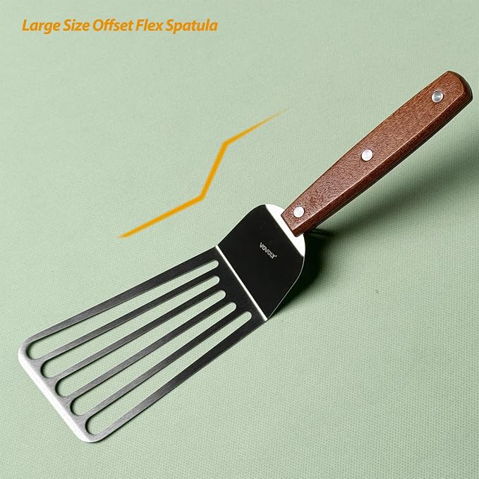 2 Pack Offset Fish Spatula Turner, Stainless Steel Slotted Spatulas - Image 4