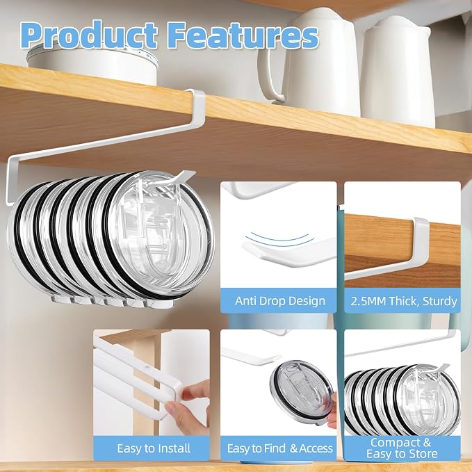 Tumbler Lid Organizer, 2 Pack for Yeti Lid Organizer, Space Saving Water Bottle - Image 4