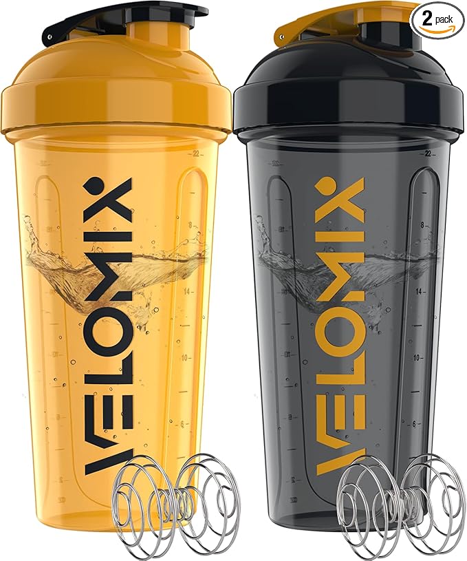 VELOMIX -2 Pack- 28 oz Protein Shaker Bottles by VELOMIX