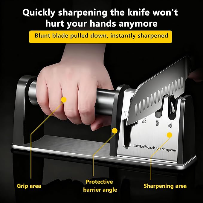 Knife Sharpeners, 4 in 1 Professional Chef's Kitchen Knife Accessories - Image 5