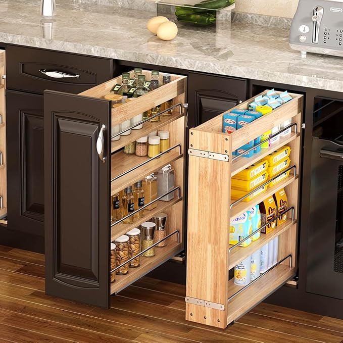OCG 4-Tier Pull Out Kitchen Cabinet Spice Rack Holder Shelves, spice - Image 3