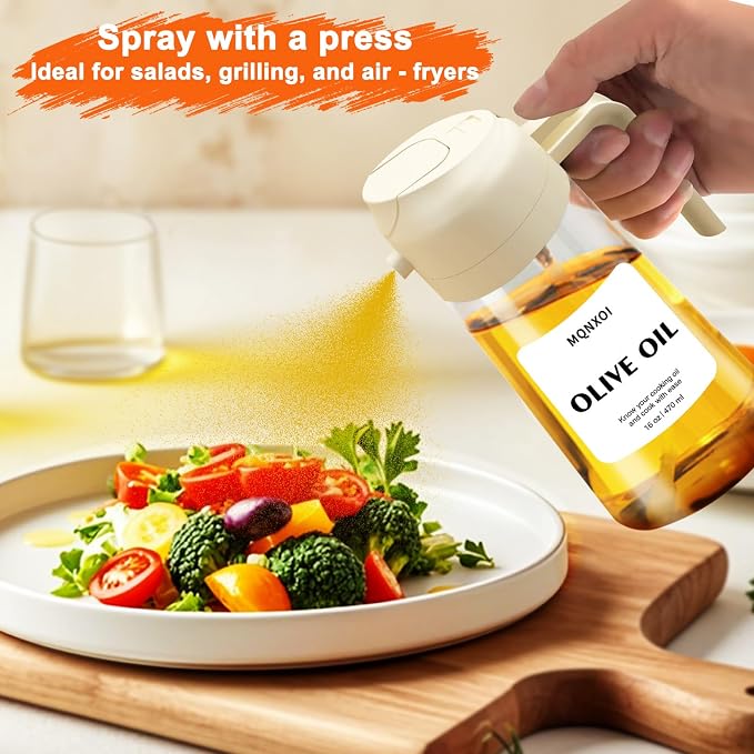 2 in 1 Glass Oil Sprayer & Dispenser, 16oz/470ml Olive Cooking, Air Fryer - Image 6