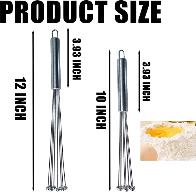 Whisk Set, Stainless Steel Ball Whisk Kitchen Tools Ideal - Image 2