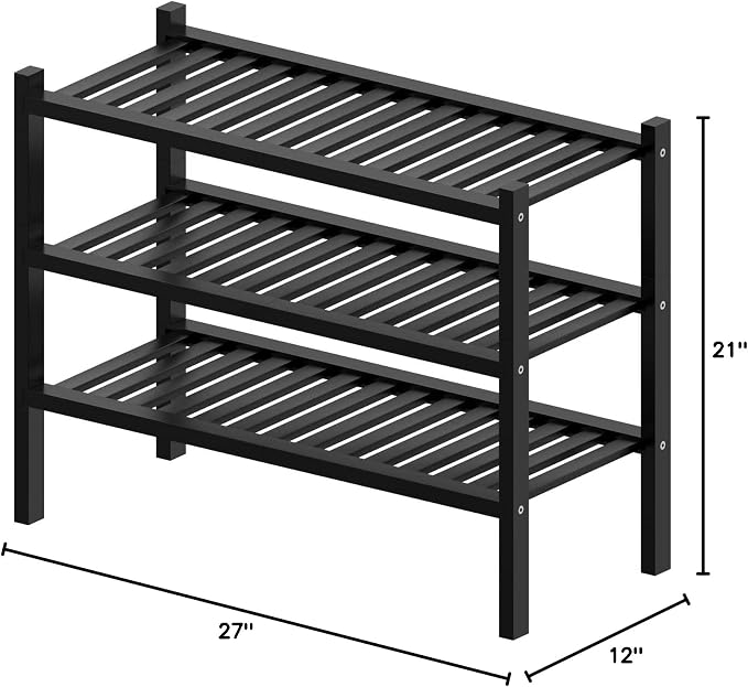 ROMGUAR CRAFT 3 Tier Bamboo Shoe Rack - Image 3
