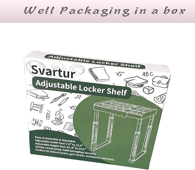 Svartur Locker Shelf for School Locker Adjustable Height and Width, Locker - Image 8