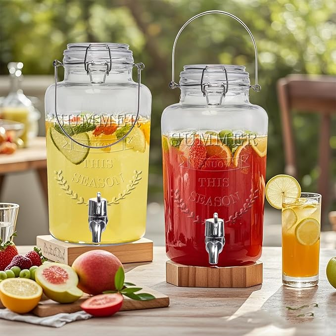 Glass Beverage Dispenser with Airtight Lid and Handle, 0.8 Gallon Drink - Image 6