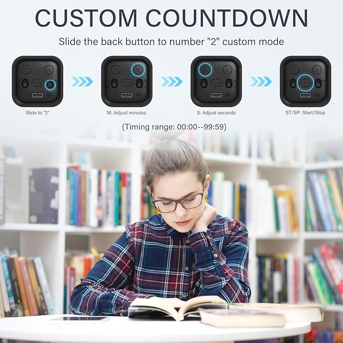 Rotating Pomodoro Timer 5, 10 50 Minutes Preset, Desk Productivity Flip Timer - Image 4
