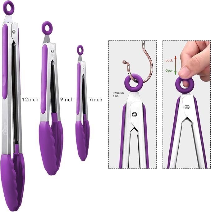 HOTEC Premium Stainless Steel Locking Kitchen Tongs - Image 8