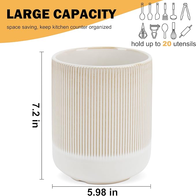 RedCall Kitchen Utensils Holder Large, Ceramic Utensil Organizer - Image 5
