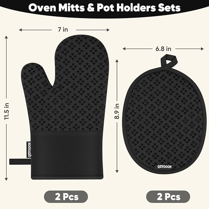 Oven Mitts and Pot Holders 4 Sets, Heat Resistant 500 ℉ Oven Mitt and Pot Holder - Image 2