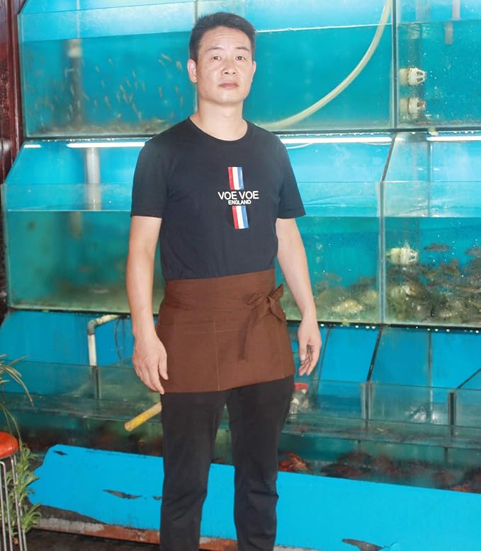 Resist water 3 big Pockets Waist Server Apron Kitchen Restaurant Unisex Half - Image 4