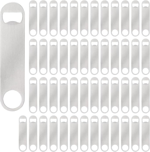 50 Pack Flat Beer Bottle Opener 7 inch Stainless Steel Flat Bottle Opener Beer by Yugada