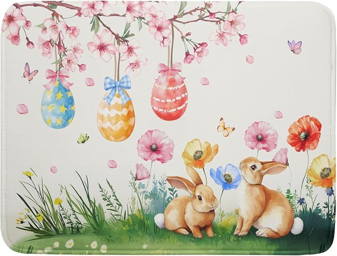 Giwawa Easter Bunny Dish Drying Mat, Spring Rabbits Eggs Hunt Dish Drainer Mats by Giwawa