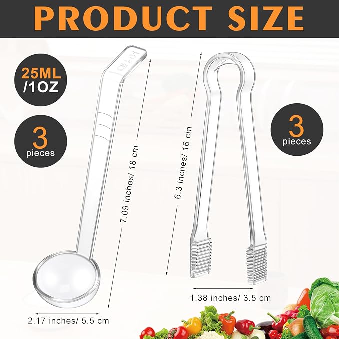 6 Pieces Plastic Serving Utensils Set Including 3 Pcs 1 oz Small Ladle and 3 - Image 2