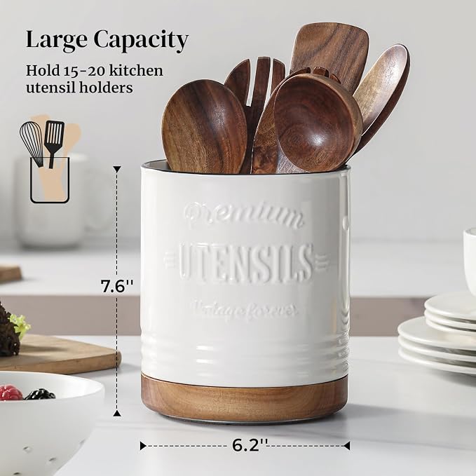 DOWAN 360° Rotating Extra Large Cooking Utensil Holder, 7.6" Kitchen Utensil - Image 2