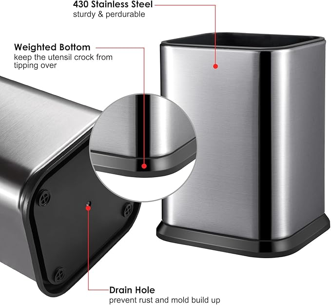 RedCall Stainless Steel Kitchen Utensil Holder - Image 4