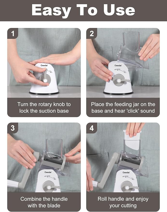 Geedel Rotary Cheese Grater Vegetable Shredder - Image 7