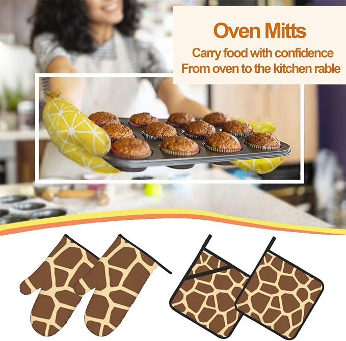 Giraffe Oven Mitts with Matching Potholders - Image 7