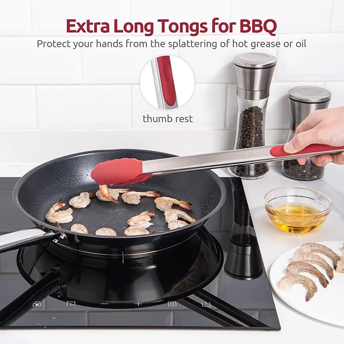 600ºF Heat Resistant Kitchen Tongs: U-Taste 16 inch Extra Long Large Silicone - Image 9