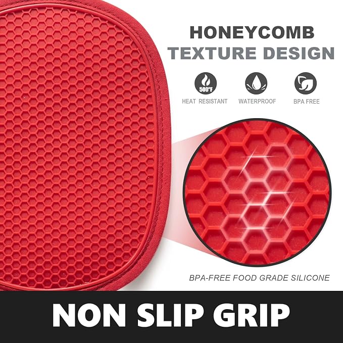 2-Pack Silicone Pot Holders for Kitchen Heat Resistant up to 500°F, Non-Slip - Image 3