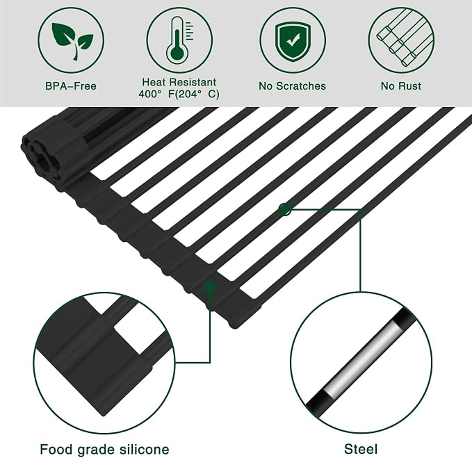HANZENMA Roll Up Dish Drying Rack Over The Sink Kitchen Roll Up Sink Drying - Image 5