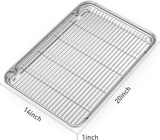 Baking Sheet with Cooling Rack and Silicone Baking Mat, 20 Inch Stainless Steel - Image 2