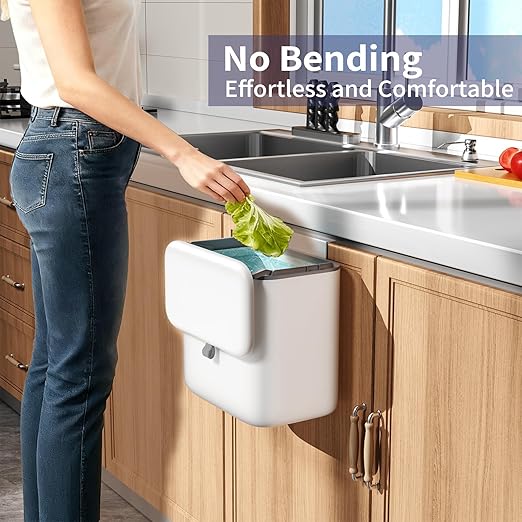Compost Bin Kitchen for Countertop or Under Sink, 2.6 Gallon Hanging Small - Image 2