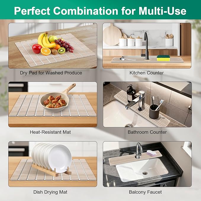 Stone Drying Mat for Kitchen Counter, Diatomaceous Earth Quick Dry Stone Mats - Image 5