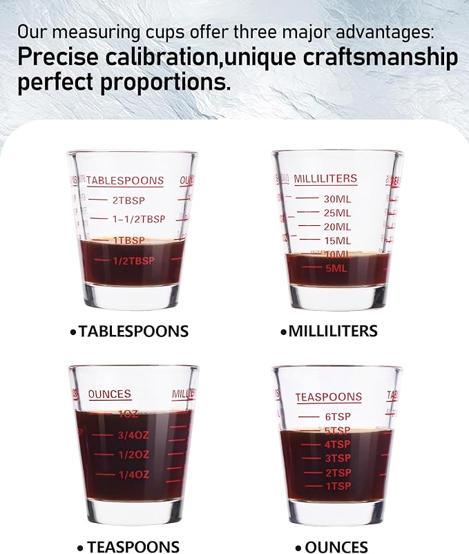 SAIAOKJ Shot Glasses Measuring Cup Set 2PACK Espresso Shot Glasses Liquid Heavy - Image 3