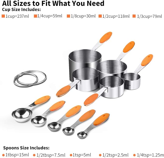 Measuring Cups : U-Taste 18/8 Stainless Steel Measuring Cups and Spoons Set of - Image 2