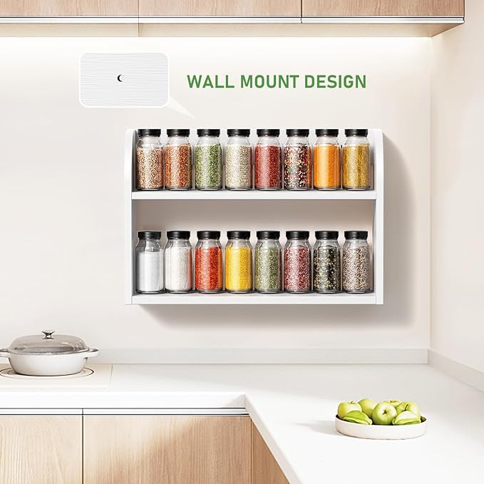 ROMGUAR CRAFT 2 Tier Bamboo Spice Rack, Countertop or Wall Mounting Wood Spice - Image 2
