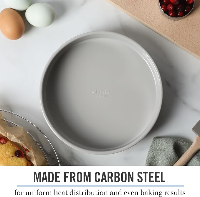 Martha Stewart Gallen 8-Inch Round Nonstick Carbon Steel Cake and Bake Pan – - Image 4