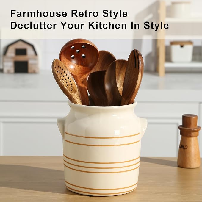 Ceramic Farmhouse Kitchen Utensil Holder - Image 6