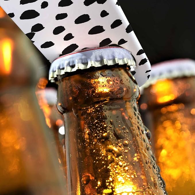 Small Dot Pattern Stainless Steel Bottle Opener Black Polka Circles - Image 4