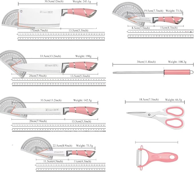 Pink Kitchen Knife Set, 9-Piece - Image 7
