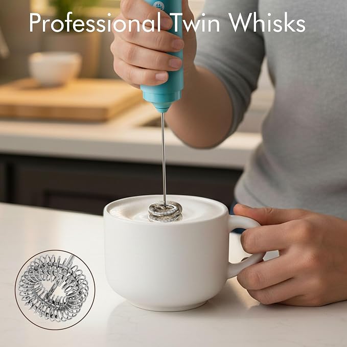 Rechargeable Milk Frother Handheld, 2-IN-1 Dual Spring Whisk Electric Frother - Image 3