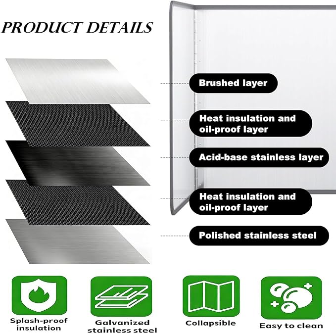 3 Sided Foldable Splatter Guard, Stainless Steel Grease Splatter Screen - Image 3
