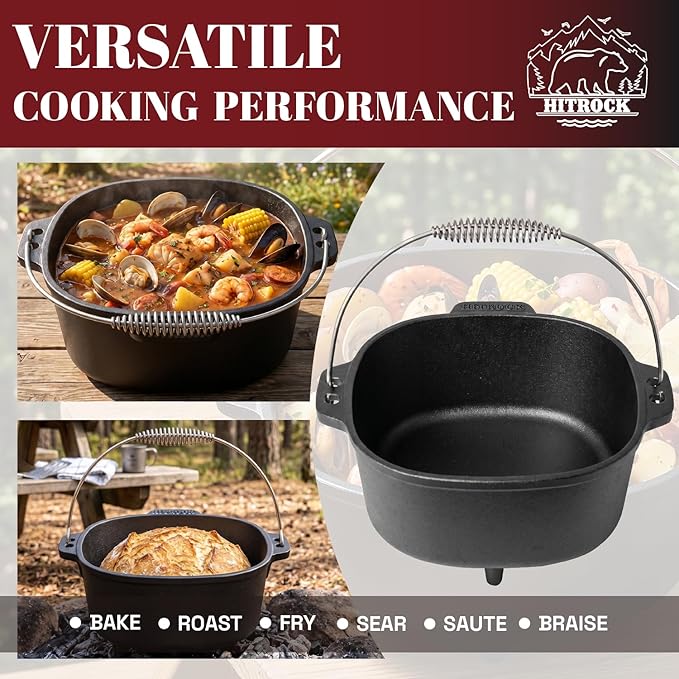 HITROCK Cast Iron Camp Dutch Oven - Image 5