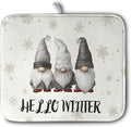 Winter Gnome Dish Drying Mat for Kitchen Counter 16x18 Christmas Snowflakes by Kwlegh