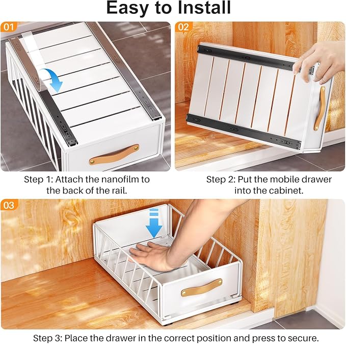 2Pack Pull out Cabinet Organizer, Heavy Duty Slide out Pantry Shelves Drawer - Image 8
